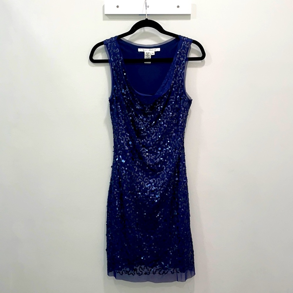 Max Studio dark blue/navy sequin dress. Spandex liner. Excellent condition.